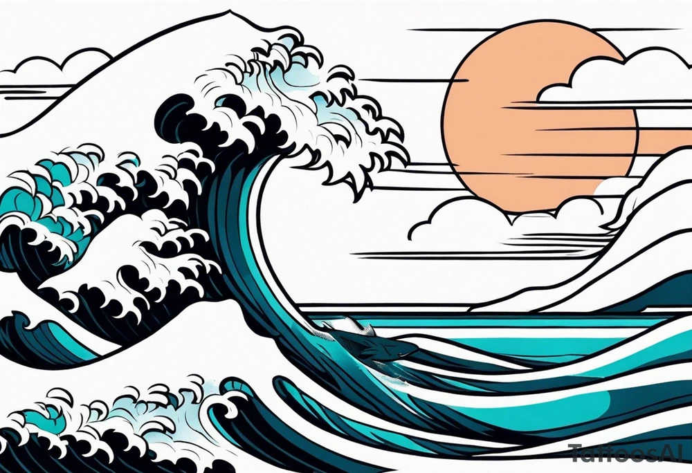 ocean waves tattoo vintage traditional simple and bold colors
within borders tattoo idea