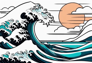 ocean waves tattoo vintage traditional simple and bold colors
within borders tattoo idea