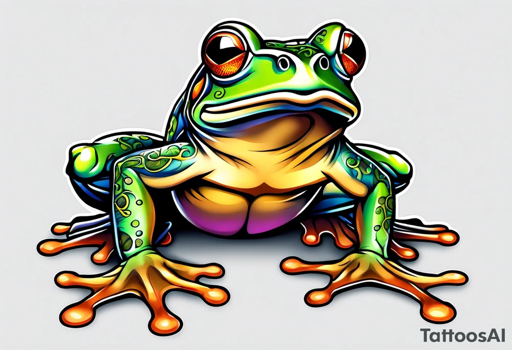 Bodybuilder frog tattoo idea