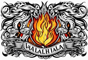 Valhalla on fire flames tattoo idea