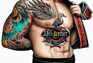 Jiu Jitsu belt colors on a goose wing tattoo idea