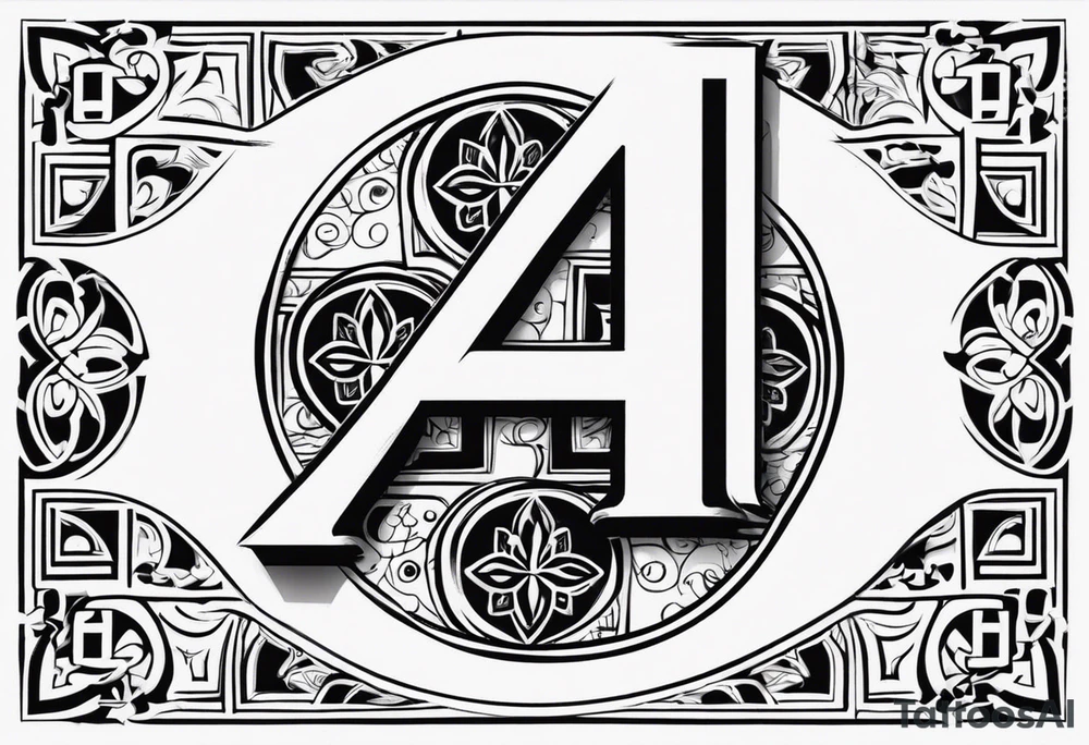 Number 41 with cross and pattern tattoo idea