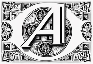 Number 41 with cross and pattern tattoo idea