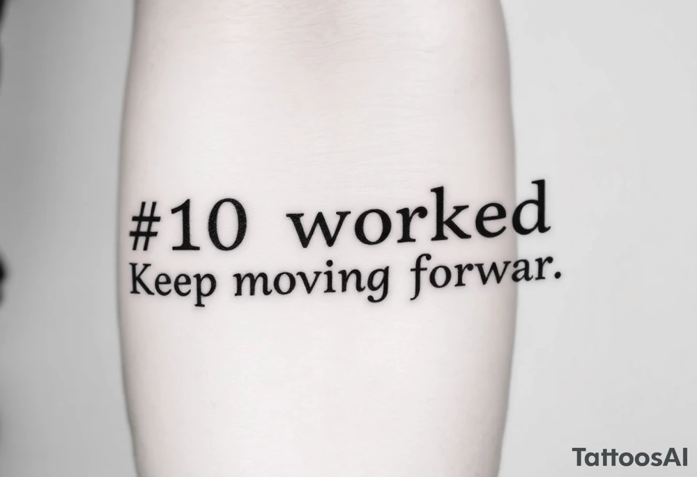 “#10 worked. Keep moving forward” tattoo idea