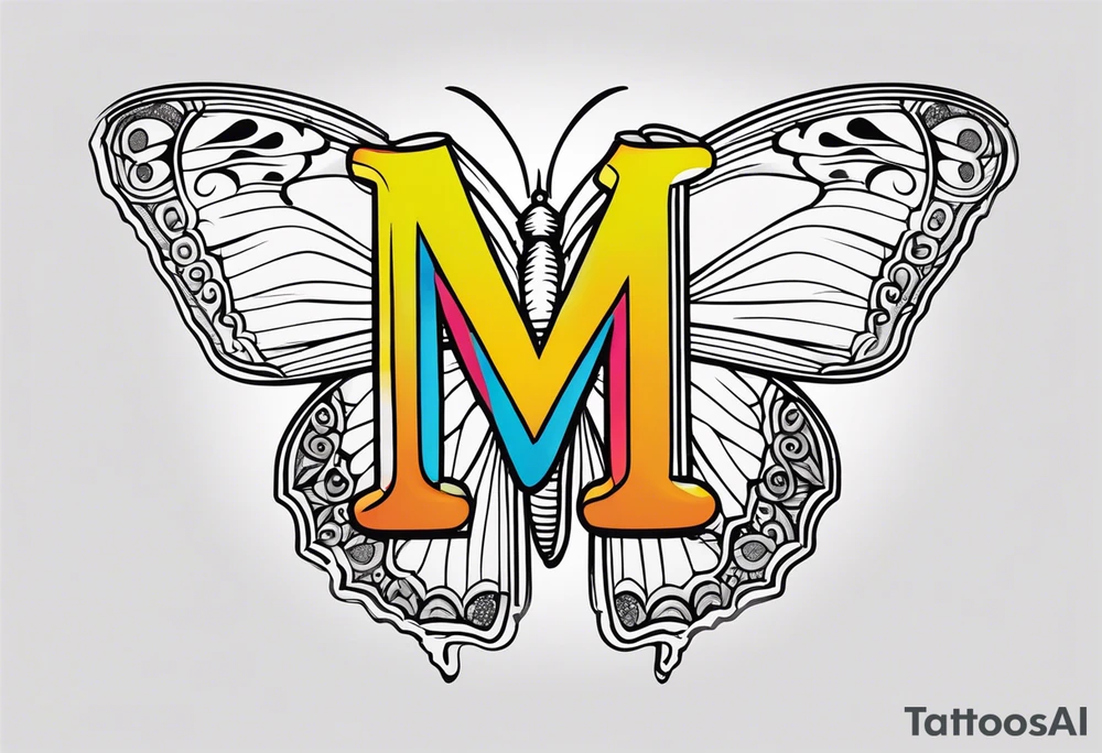 Create a Fine Line tattoo made out of three letter M’s and very pretty maybe a butterfly tattoo idea