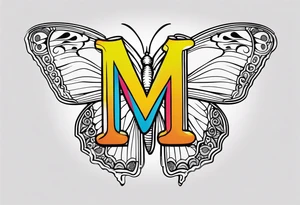 Create a Fine Line tattoo made out of three letter M’s and very pretty maybe a butterfly tattoo idea