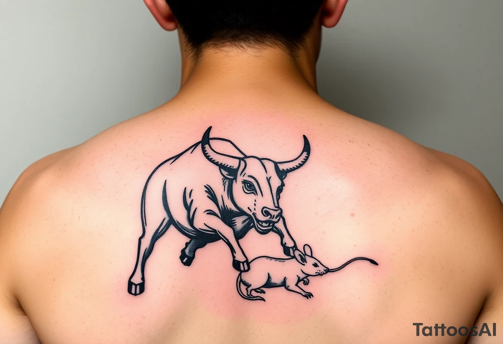 Bull chasing a rat traditional with color lower back 
 Give me me a different example tattoo idea