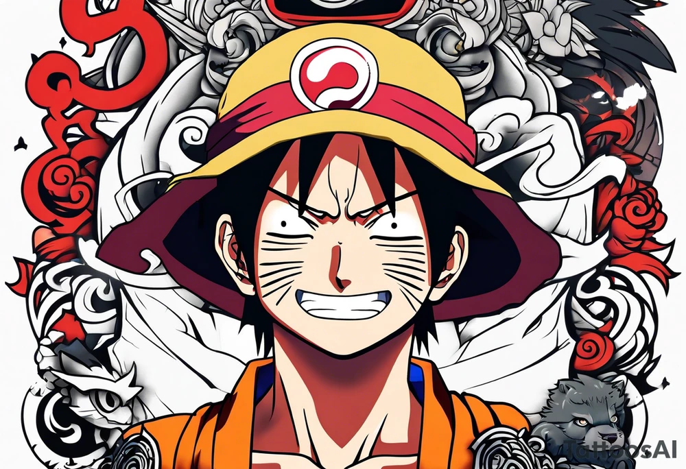 one piece naruto tattoo idea