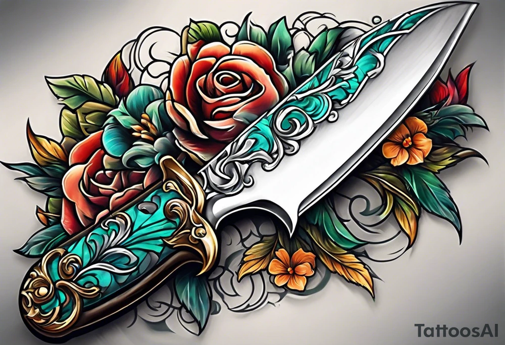 knife with hand on the blade tattoo idea