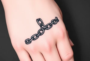 gothic chains intertwined on pointer finger and thumb tattoo idea