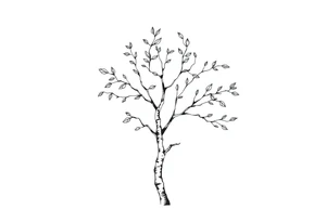 birch tree with leaves tattoo idea