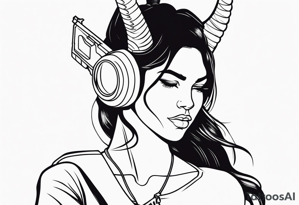 capricorn girl with gun tattoo idea