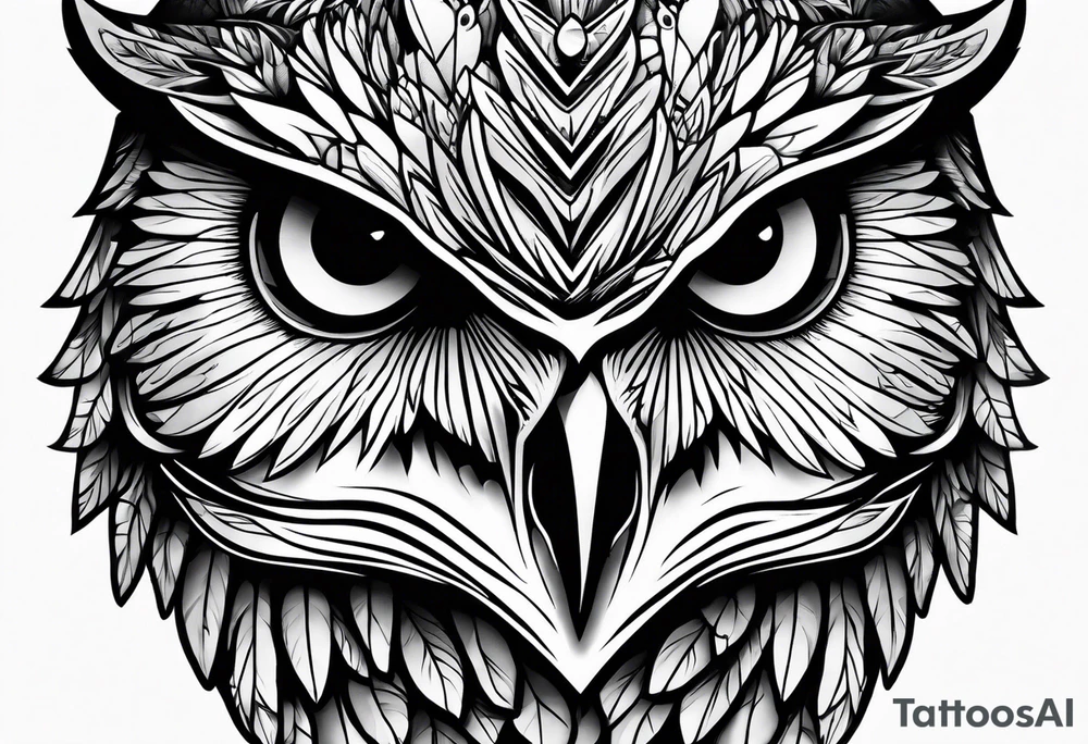 side profile owl tattoo idea