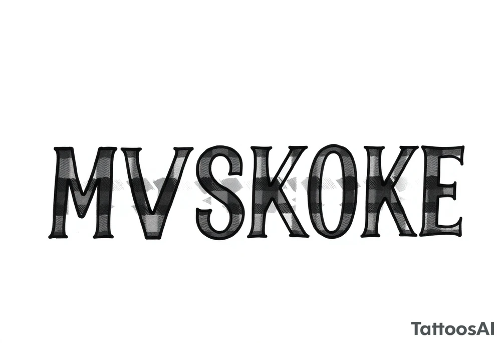 The word “MVSKOKE” shaded with Pendleton print tattoo idea
