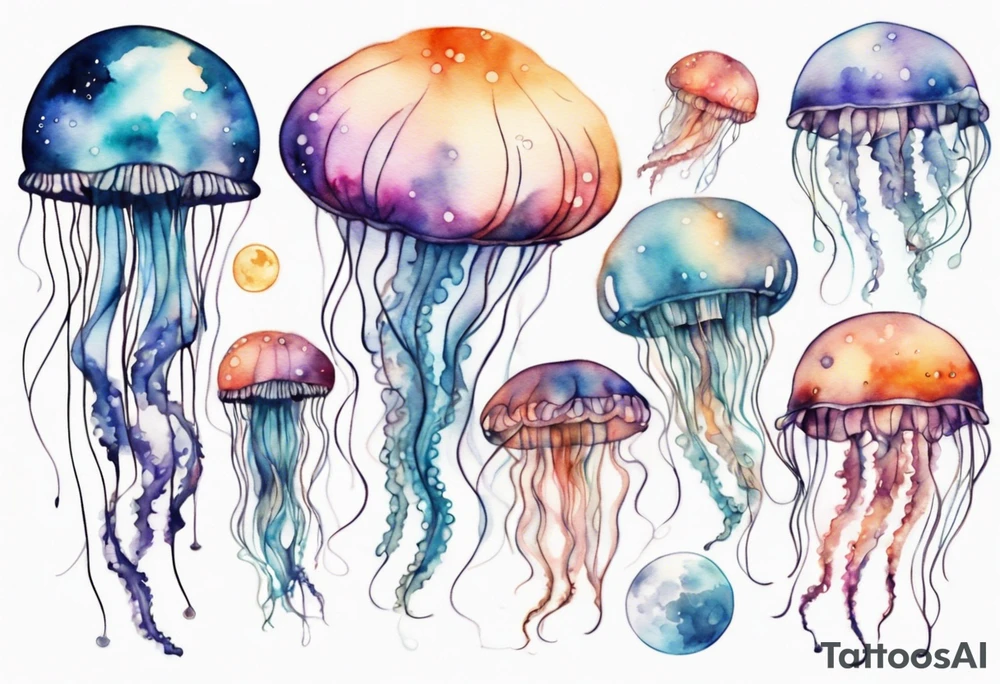 jellyfish going into the moon tattoo idea