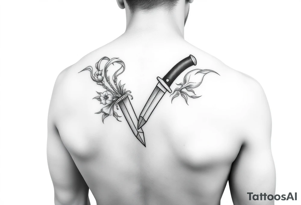 carabela con cuchillo tattoo idea