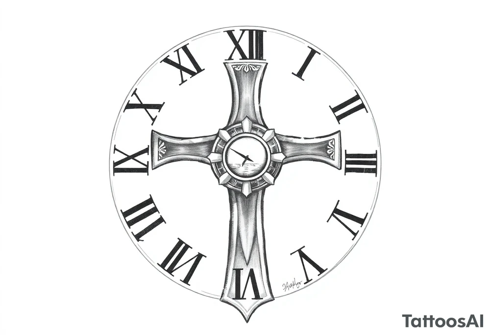 Roman numeral cross tattoo idea