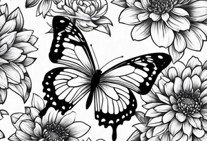 Butterfly with chrysanthemum flower tattoo idea