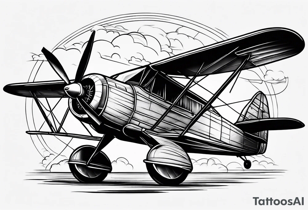 sketch of adventure plane in perspective from the bottom tattoo idea