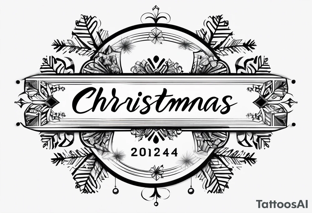 Christmas 2024 personalized name banner on a 20 oz tumbler minimalist snowflake motif tattoo idea