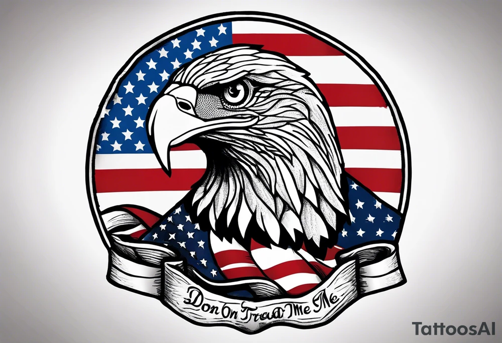 American patriotic forearm tattoo that includes the American flag, the phrase "Don't Tread on Me" tattoo idea