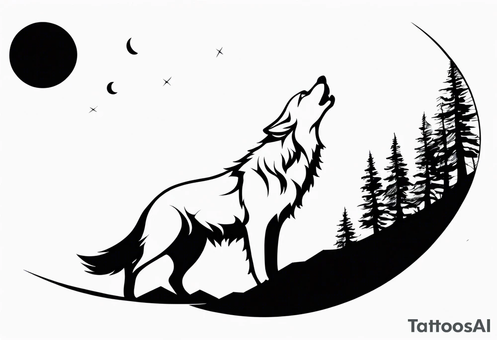 Wolf Howling at the Moon tattoo idea