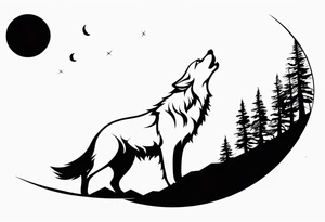 Wolf Howling at the Moon tattoo idea