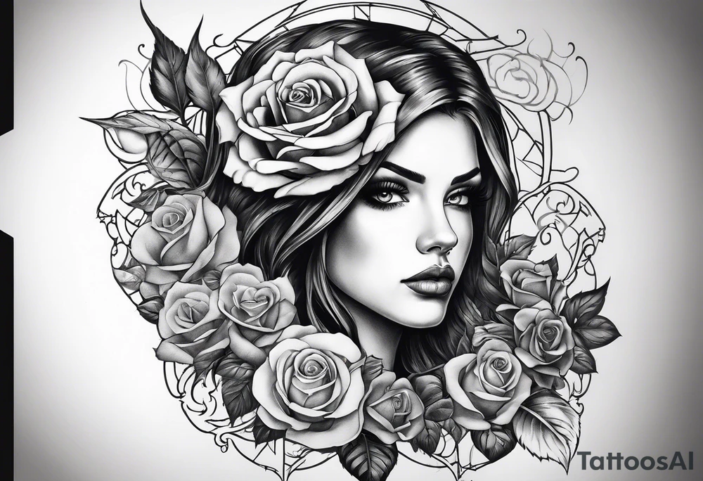 tattoo fool sleeve, old broken gothic home, broken sword, roses tattoo idea