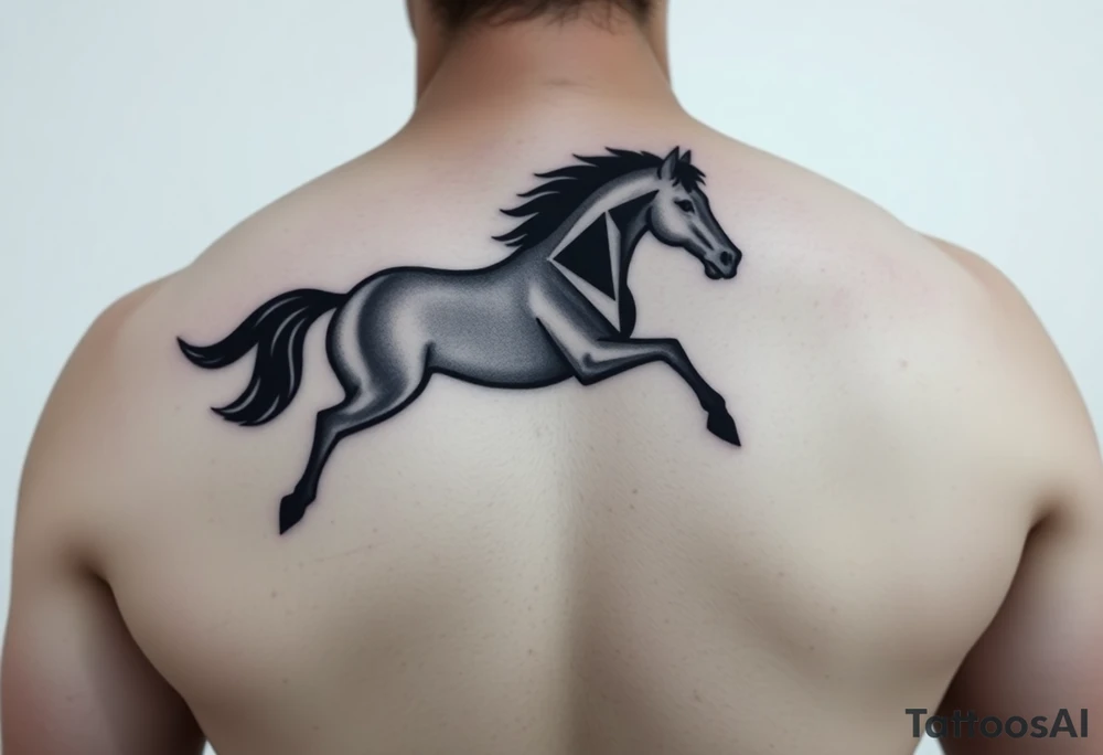 horse silhouette galloping towards us tattoo idea