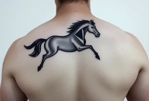 horse silhouette galloping towards us tattoo idea