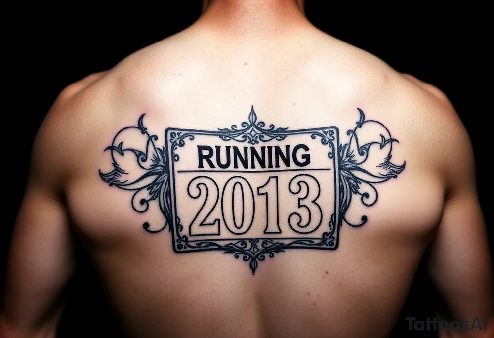 Running bib 2013 purple and gold tattoo idea