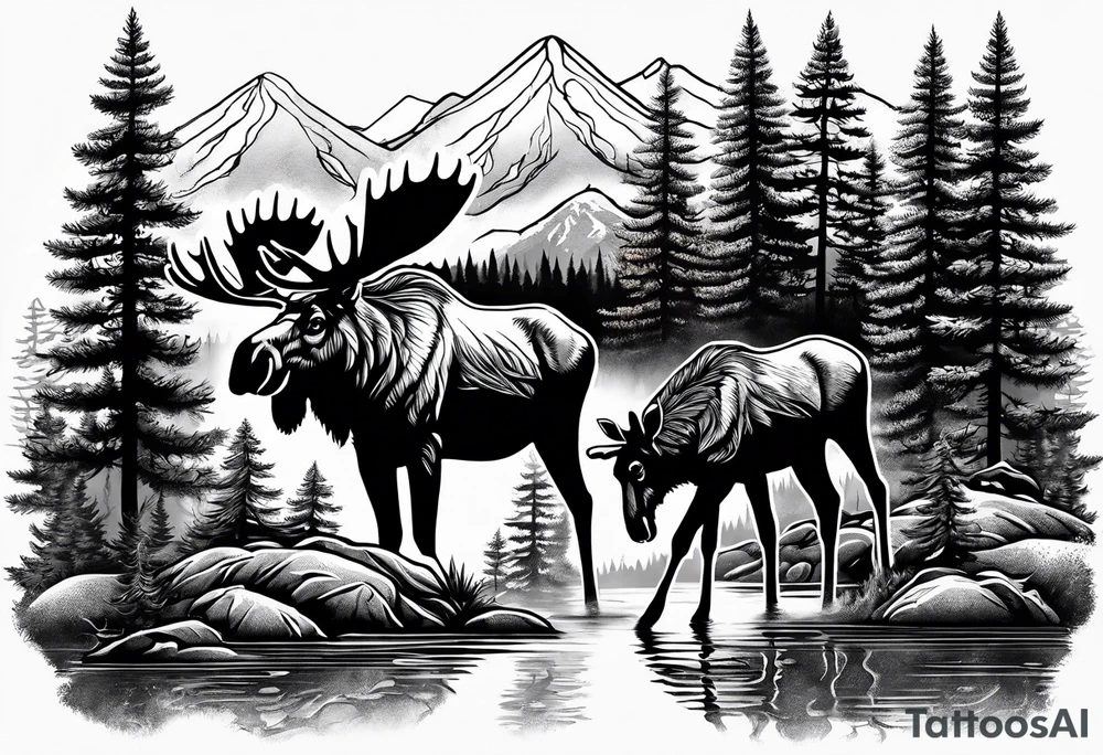 moose mountain forest tattoo idea