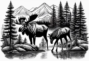 moose mountain forest tattoo idea