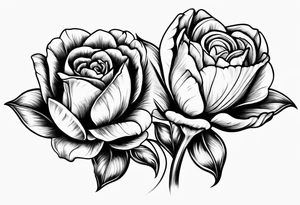 One tulip & one rose tattoo idea