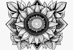 girasole con la scritta "per aspera ad astra" tattoo idea