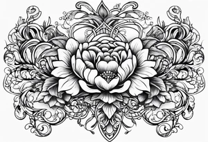 small long ornate floral sternum tattoo tattoo idea
