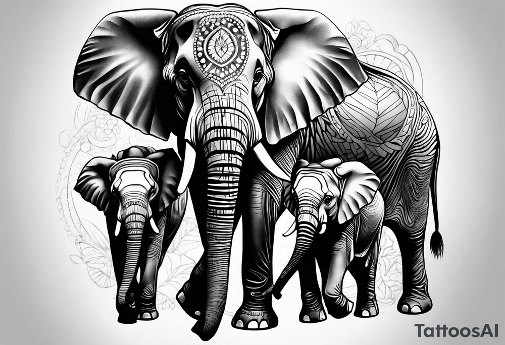 Family elephant tattoo idea