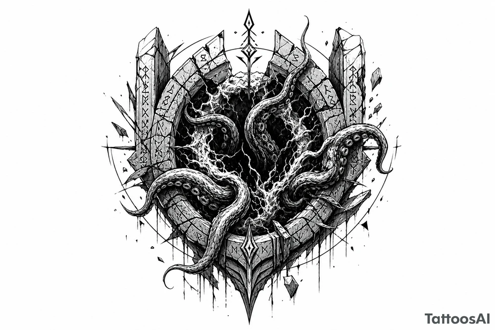 Noen portal opening with tentacals trying to come thru but just quite can't make it tattoo idea