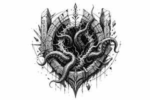 Noen portal opening with tentacals trying to come thru but just quite can't make it tattoo idea