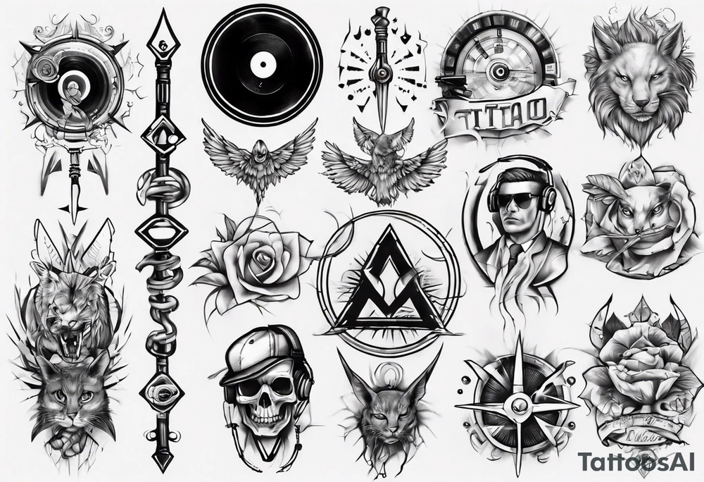 staff, dj, forearm tattoo idea