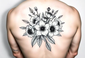 Birth flower bouquet with August August November August and October birth flowers tattoo idea