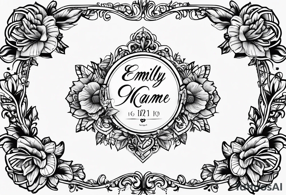 Emily's name written with a heart next to the couple tattoo idea