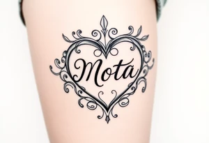 The name Mota within a heart tattoo idea
