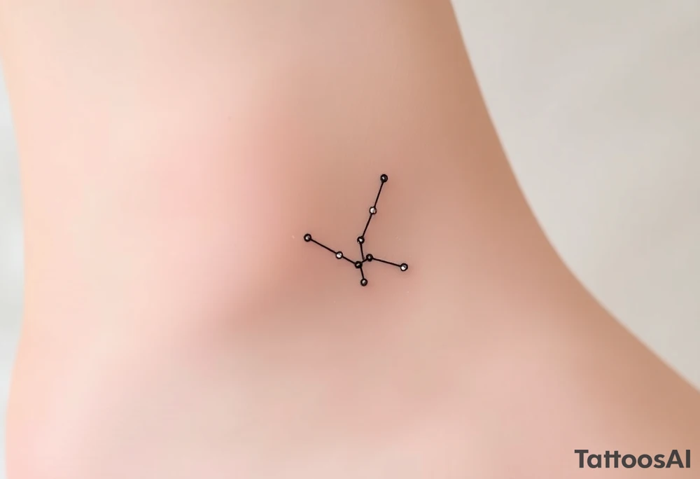 A delicate Virgo constellation in fine-line style, with soft white and silver stardust scattered around tattoo idea