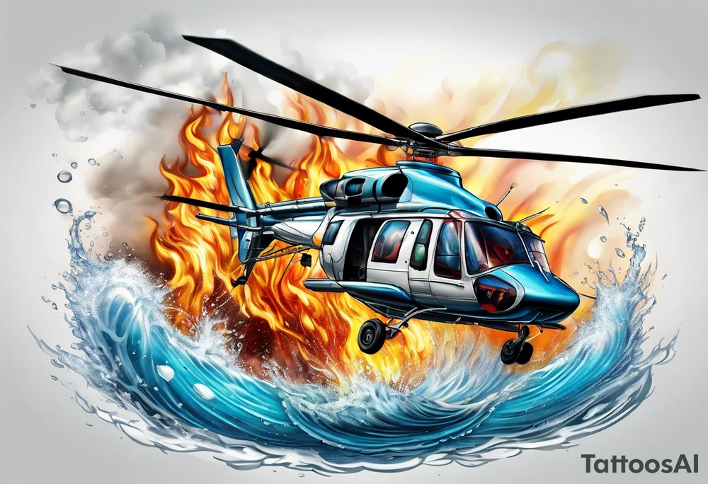 a helicopter dropping water on a fire tattoo idea