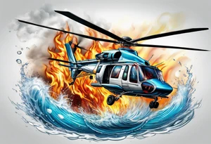 a helicopter dropping water on a fire tattoo idea