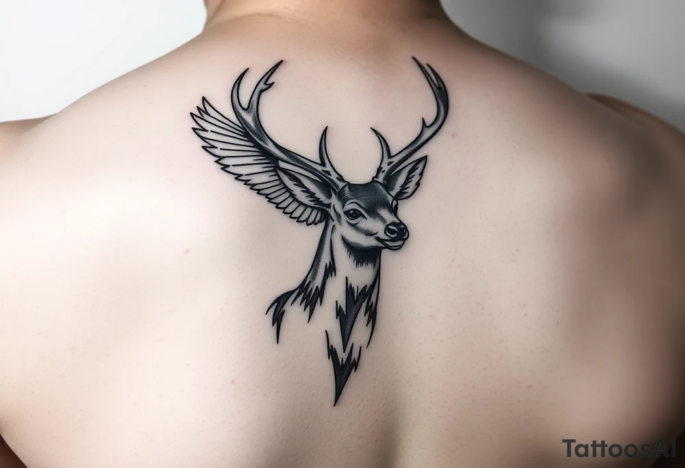 Bird turns into a deer magically (
buck) tattoo idea
