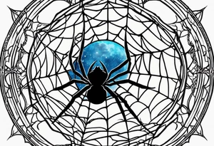 spider shooting web with his back connecting to  moon tattoo idea