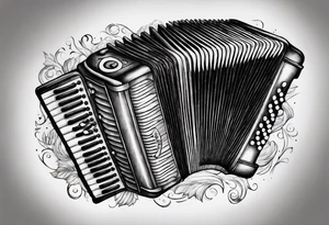 Accordion on a burnt paper tattoo idea