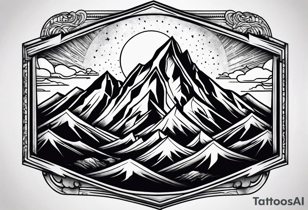 Strong mountain with a little flame tattoo idea